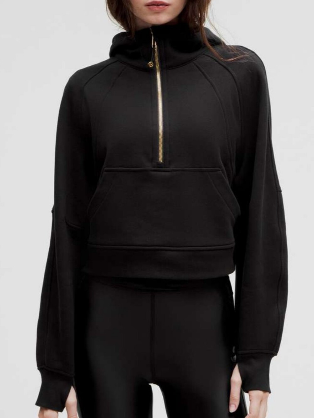 NWT Lululemon Scuba Oversized Half-Zip Hoodie, Black And Gold, Size M/L
